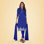 Sky Blue Women's Premium Mulberry Silk Plain Gaala Border SchoolUniform Salwar Kameez Sky Blue Women's Premium Mulberry Silk Plain Gaala Border SchoolUniform Salwar Kameez