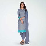 Blue and Royal Blue Women's Premium Mulberry Silk Small Butty Staff Uniform Salwar Kameez Blue and Royal Blue Women's Premium Mulberry Silk Small Butty Staff Uniform Salwar Kameez