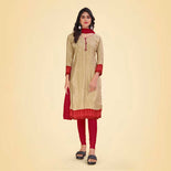 Beige and Maroon Women's Premium Italian Silk Small Butty Jewellery Showroom Uniform Salwar Kameez Beige and Maroon Women's Premium Italian Silk Small Butty Jewellery Showroom Uniform Salwar Kameez