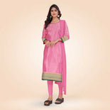 Aqua Green and Crimson Pink Women's Premium Silk Chiffon Small Butty College Uniform Salwar Kameez Aqua Green and Crimson Pink Women's Premium Silk Chiffon Small Butty College Uniform Salwar Kameez