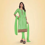Baby Pink and Bottle Green Women's Premium Silk Chiffon Small Butty Office Uniform Salwar Kameez Baby Pink and Bottle Green Women's Premium Silk Chiffon Small Butty Office Uniform Salwar Kameez