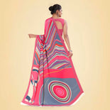 Grey and Pink Women's Premium Italian Silk Digital Print Taj Hotel Uniform Sarees With Blouse Piece