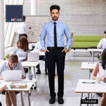 Ligh Blue Corporate Uniform Shirt And Navy Blue Trousers Unstitched Fabrics Set Ligh Blue Corporate Uniform Shirt And Navy Blue Trousers Unstitched Fabrics Set