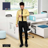 Yellow Men's Corporate Uniforms Shirt And Black Trousers Unstitched Fabrics Set  Yellow Men's Corporate Uniforms Shirt And Black Trousers Unstitched Fabrics Set