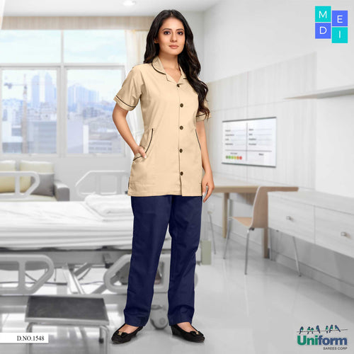 Beige And Navy Blue Clinic Uniforms For Women | Hospital Uniform | Nurse Uniforms 1548  Beige And Navy Blue Clinic Uniforms For Women | Hospital Uniform | Nurse Uniforms 1548