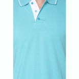 Men's Solid Cotton Blend Regular Fit Polo Neck Half Sleeve Highline T-Shirt (Green) Men's Solid Cotton Blend Regular Fit Polo Neck Half Sleeve Highline T-Shirt (Green)