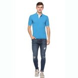 Men's Solid Cotton Blend Regular Fit Polo Neck Half Sleeve Highline T-Shirt Men's Solid Cotton Blend Regular Fit Polo Neck Half Sleeve Highline T-Shirt
