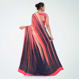 Baby Pink and Dark Grey Women's Premium Italian Silk Digital Print School Teacher Uniform Sarees With Blouse Piece Baby Pink and Dark Grey Women's Premium Italian Silk Digital Print School Teacher Uniform Sarees With Blouse Piece