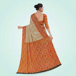 Taupe and Multi Color Women's Premium Silk Chiffon Eyecatchers School Teacher Uniform Saree Taupe and Multi Color Women's Premium Silk Chiffon Eyecatchers School Teacher Uniform Saree