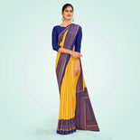 Turquoise and Navy Blue Women's Premium Italian Silk Discipline Day PTM Uniform Saree Turquoise and Navy Blue Women's Premium Italian Silk Discipline Day PTM Uniform Saree