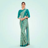 Maroon Women's Premium Italian Silk Ikat Print School Uniform Saree Maroon Women's Premium Italian Silk Ikat Print School Uniform Saree