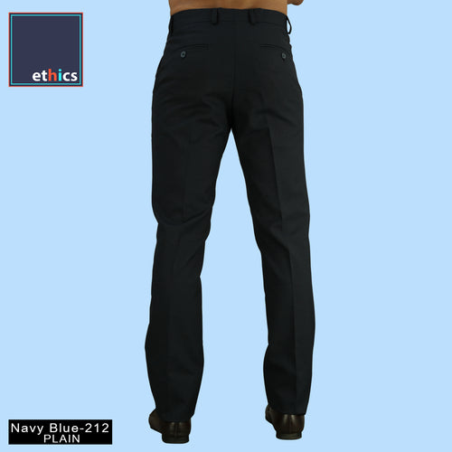Men's Plain Navy Blue Comfort Fit Formal Trousers For Corporate Uniforms  Men's Plain Navy Blue Comfort Fit Formal Trousers For Corporate Uniforms