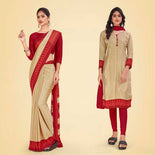 Beige and Maroon Women's Premium Italian Silk Small Butty Jewellery Showroom Uniform Saree Salwar Combo Beige and Maroon Women's Premium Italian Silk Small Butty Jewellery Showroom Uniform Saree Salwar Combo