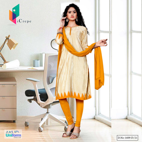 Beige Musterd Women's Premium Italian Silk Crepe School Teachers Uniform Salwar Kameez  Beige Musterd Women's Premium Italian Silk Crepe School Teachers Uniform Salwar Kameez