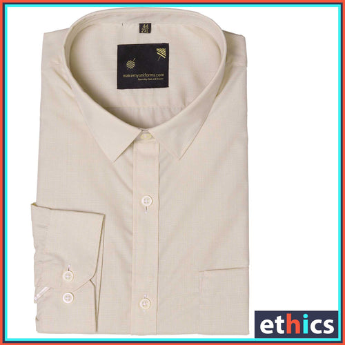 Beige Micro Chex Men's Corporate Uniform Shirts For Office Staff  Beige Micro Chex Men's Corporate Uniform Shirts For Office Staff