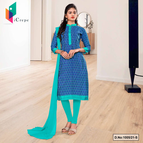 Blue Sea Green Women's Premium Italian Silk Crepe Institution Uniform Salwar Kameez  Blue Sea Green Women's Premium Italian Silk Crepe Institution Uniform Salwar Kameez