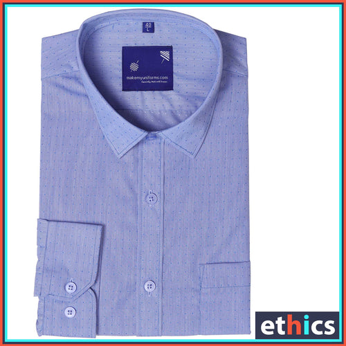Dotted Blue Men's Corporate Uniform Shirts For Industrial Workforce