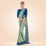 Maroon and Beige Women's Premium Silk Chiffon Plain Gaala Border Air Hostess Uniform Saree Maroon and Beige Women's Premium Silk Chiffon Plain Gaala Border Air Hostess Uniform Saree