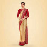 Beige and Maroon Women's Premium Silk Chiffon Small Butty Women's Uniform Saree Beige and Maroon Women's Premium Silk Chiffon Small Butty Women's Uniform Saree