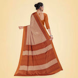 Choco Brown Women's Premium Italian Silk Small Butty School Uniform Saree  Choco Brown Women's Premium Italian Silk Small Butty School Uniform Saree