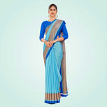 Grey and Black Women's Premium Manipuri Cotton Plain Gaala Border College Uniform Saree Grey and Black Women's Premium Manipuri Cotton Plain Gaala Border College Uniform Saree