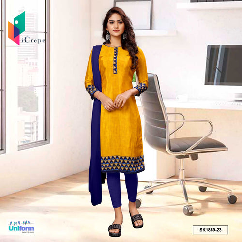 Musterd and Blue Women's Premium Italian Silk Geomatrical Print School Teacher Uniform Salwar Kameez  Musterd and Blue Women's Premium Italian Silk Geomatrical Print School Teacher Uniform Salwar Kameez