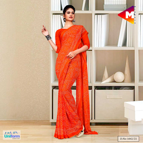 Orange Premium Georgette Bandhej Print Religious Ocassions Sarees For Rajasthani Bandhani  Orange Premium Georgette Bandhej Print Religious Ocassions Sarees For Rajasthani Bandhani