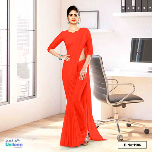 Ornage Soft Georgette Plain Uniform Sarees For Hinsu Patriotic Functions  Ornage Soft Georgette Plain Uniform Sarees For Hinsu Patriotic Functions