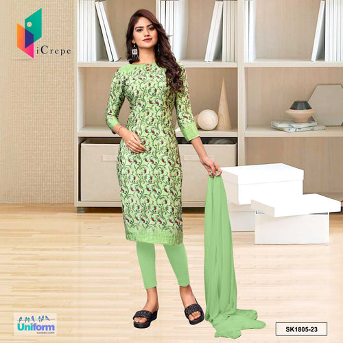 Pistachio Green Women's Premium Italian Silk Paisley Print Office Uniform Salwar Kameez  Pistachio Green Women's Premium Italian Silk Paisley Print Office Uniform Salwar Kameez