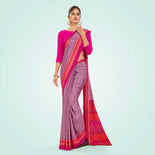 Blue Women's Premium Italian Silk Small Butty School Teacher Uniform Saree Blue Women's Premium Italian Silk Small Butty School Teacher Uniform Saree