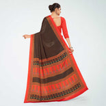 Black and Red Women's Premium Italian Silk Small Butty Teachers Uniform Saree Black and Red Women's Premium Italian Silk Small Butty Teachers Uniform Saree