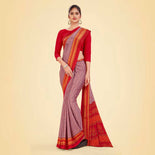 Blue Women's Premium Italian Silk Small Butty School Teacher Uniform Saree Blue Women's Premium Italian Silk Small Butty School Teacher Uniform Saree