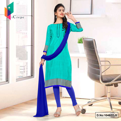 Sea Green Blue Women's Premium Italian Silk Crepe Hospital Staff Uniform Salwar Kameez  Sea Green Blue Women's Premium Italian Silk Crepe Hospital Staff Uniform Salwar Kameez