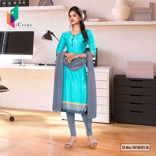 Sea Green Gray Women's Premium Italian Silk Crepe Annual Function Uniform Salwar Kameez  Sea Green Gray Women's Premium Italian Silk Crepe Annual Function Uniform Salwar Kameez