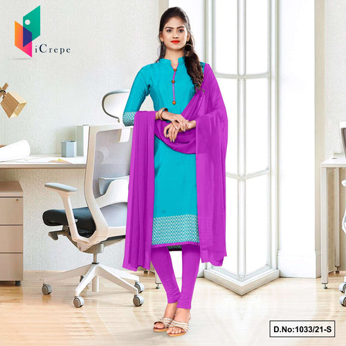 Sea Green Lavender Women's Premium Italian Silk Crepe Workers Uniform Salwar Kameez  Sea Green Lavender Women's Premium Italian Silk Crepe Workers Uniform Salwar Kameez