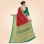 Black and Red Women's Premium Italian Silk Floral Print Housekeeping Uniform Saree Black and Red Women's Premium Italian Silk Floral Print Housekeeping Uniform Saree