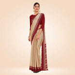 Leaf Green and Mustard Women's Premium Silk Chiffon Plain Gaala Border Teachers Uniform Saree Leaf Green and Mustard Women's Premium Silk Chiffon Plain Gaala Border Teachers Uniform Saree