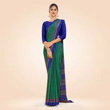 Bottle Green and Navy Blue Women's Premium Italian Silk Discipline Day Teachers Uniform Saree Bottle Green and Navy Blue Women's Premium Italian Silk Discipline Day Teachers Uniform Saree