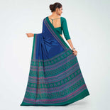 Turquoise and Navy Blue Women's Premium Italian Silk Discipline Day Hospital Uniform Saree Turquoise and Navy Blue Women's Premium Italian Silk Discipline Day Hospital Uniform Saree