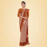 Choco Brown Women's Premium Italian Silk Small Butty School Uniform Saree  Choco Brown Women's Premium Italian Silk Small Butty School Uniform Saree