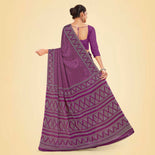 Maroon Women's Premium Silk Chiffon Ikat Print Security Uniform Saree Maroon Women's Premium Silk Chiffon Ikat Print Security Uniform Saree