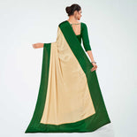 Beige and Maroon Women's Premium Silk Chiffon Plain Gaala Border Factory Uniform Sarees With Blouse Piece Beige and Maroon Women's Premium Silk Chiffon Plain Gaala Border Factory Uniform Sarees With Blouse Piece