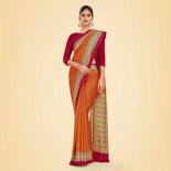 Moss Green and Yellow Women's Premium Mulberry Silk Small Butty Teachers Uniform Saree Moss Green and Yellow Women's Premium Mulberry Silk Small Butty Teachers Uniform Saree