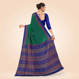 Navy Blue and Bottle Green Women's Premium Italian Silk Discipline Day Air Hostess Uniform Saree Navy Blue and Bottle Green Women's Premium Italian Silk Discipline Day Air Hostess Uniform Saree