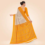 Beige and Maroon Women's Premium Silk Chiffon Small Butty Women's Uniform Saree Beige and Maroon Women's Premium Silk Chiffon Small Butty Women's Uniform Saree