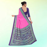 Navy Blue and Maroon Women's Premium Italian Silk Plain Gaala Border Office Uniform Saree Navy Blue and Maroon Women's Premium Italian Silk Plain Gaala Border Office Uniform Saree