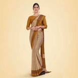 Brown Women's Premium Italian Silk Small Butty College Uniform Saree  Brown Women's Premium Italian Silk Small Butty College Uniform Saree