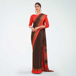 Black and Red Women's Premium Italian Silk Small Butty Teachers Uniform Saree Black and Red Women's Premium Italian Silk Small Butty Teachers Uniform Saree
