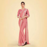 Lavender Pink Women's Premium Silk Chiffon Small Butty Oberoi Hotel Uniform Saree Lavender Pink Women's Premium Silk Chiffon Small Butty Oberoi Hotel Uniform Saree