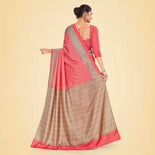 Pink and Grey Women's Premium Mulberry Silk Small Butty Showroom Staff Uniform Saree Pink and Grey Women's Premium Mulberry Silk Small Butty Showroom Staff Uniform Saree